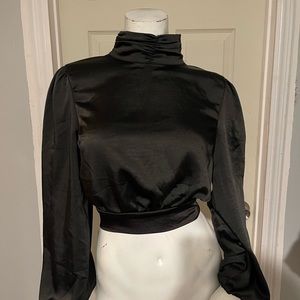 Recycled Heavy Satin Open Back Blouse - NastyGal, size 6